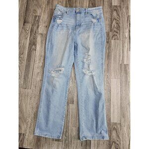 (3/$35) Arizona Jeans Women 13 Light Wash Distressed Curvy Straight Ripped Denim